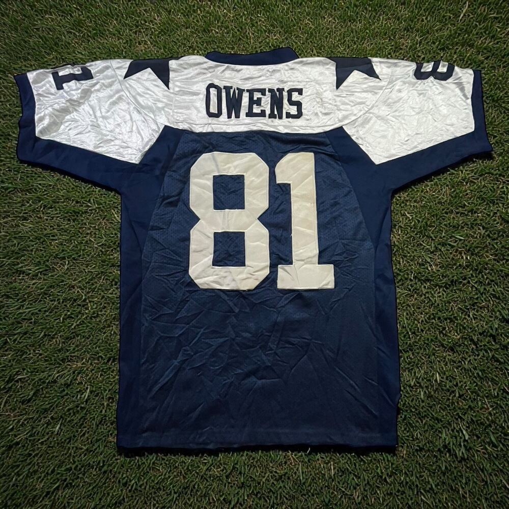 Throwback Terrell Owens #81 NFL Dallas Cowboys Away Blue Jersey Men’s Size 48